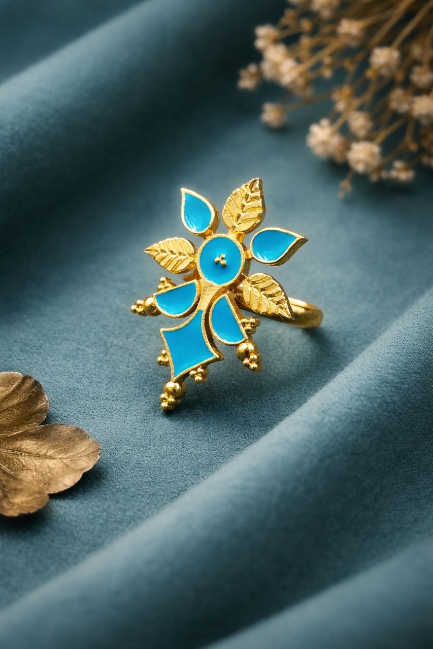 Meenakari Floral Ring Gorgeous Handcrafted Design for Traditional Look 4 _Meenakari Floral Ring stylish brass jewelry design