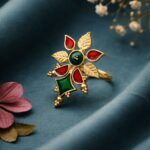 Meenakari Floral Ring Gorgeous Handcrafted Design for Traditional Look - "Red-Green"