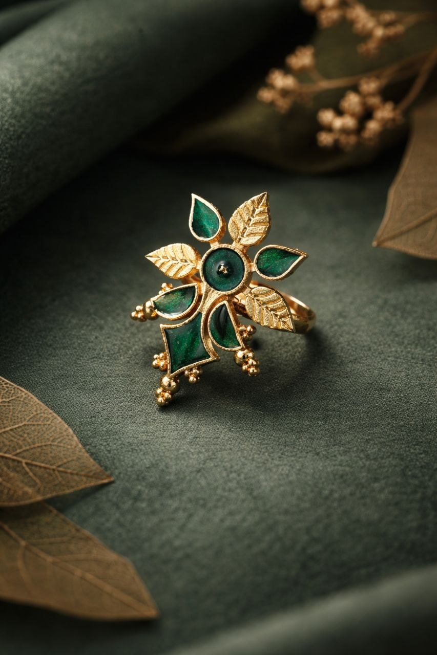 Meenakari Floral Ring Gorgeous Handcrafted Design for Traditional Look 1 _Meenakari Floral Ring stylish brass jewelry design
