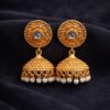 Gold Plated Jhumka Design for Gorgeous Festive Wear Look 15 Gold Plated Jhumka stylish brass jewelry design