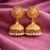 Gold Plated Jhumka Design for Gorgeous Festive Wear Look 12 Gold Plated Jhumka stylish brass jewelry design