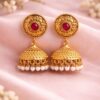 Gold Plated Jhumka Design for Gorgeous Festive Wear Look 11 Gold Plated Jhumka stylish brass jewelry design
