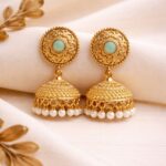 Gold Plated Jhumka Design for Gorgeous Festive Wear Look - "MInt"