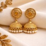 Gold Plated Jhumka Design for Gorgeous Festive Wear Look - "Yellow"