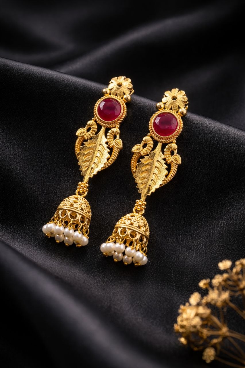 Designer Gold Plated Earring Premium Style for Gorgeous Party Wear Look 3 Designer Gold Plated Earring stylish brass jewelry design