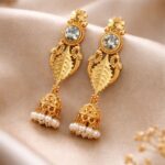 Designer Gold Plated Earring Premium Style for Gorgeous Party Wear Look - White stone