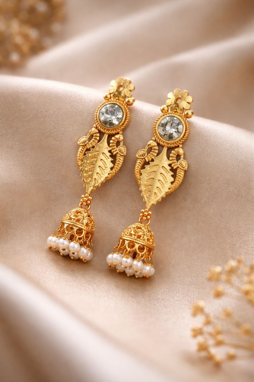 Designer Gold Plated Earring Premium Style for Gorgeous Party Wear Look 4 Designer Gold Plated Earring stylish brass jewelry design