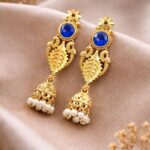 Designer Gold Plated Earring Premium Style for Gorgeous Party Wear Look - Blue