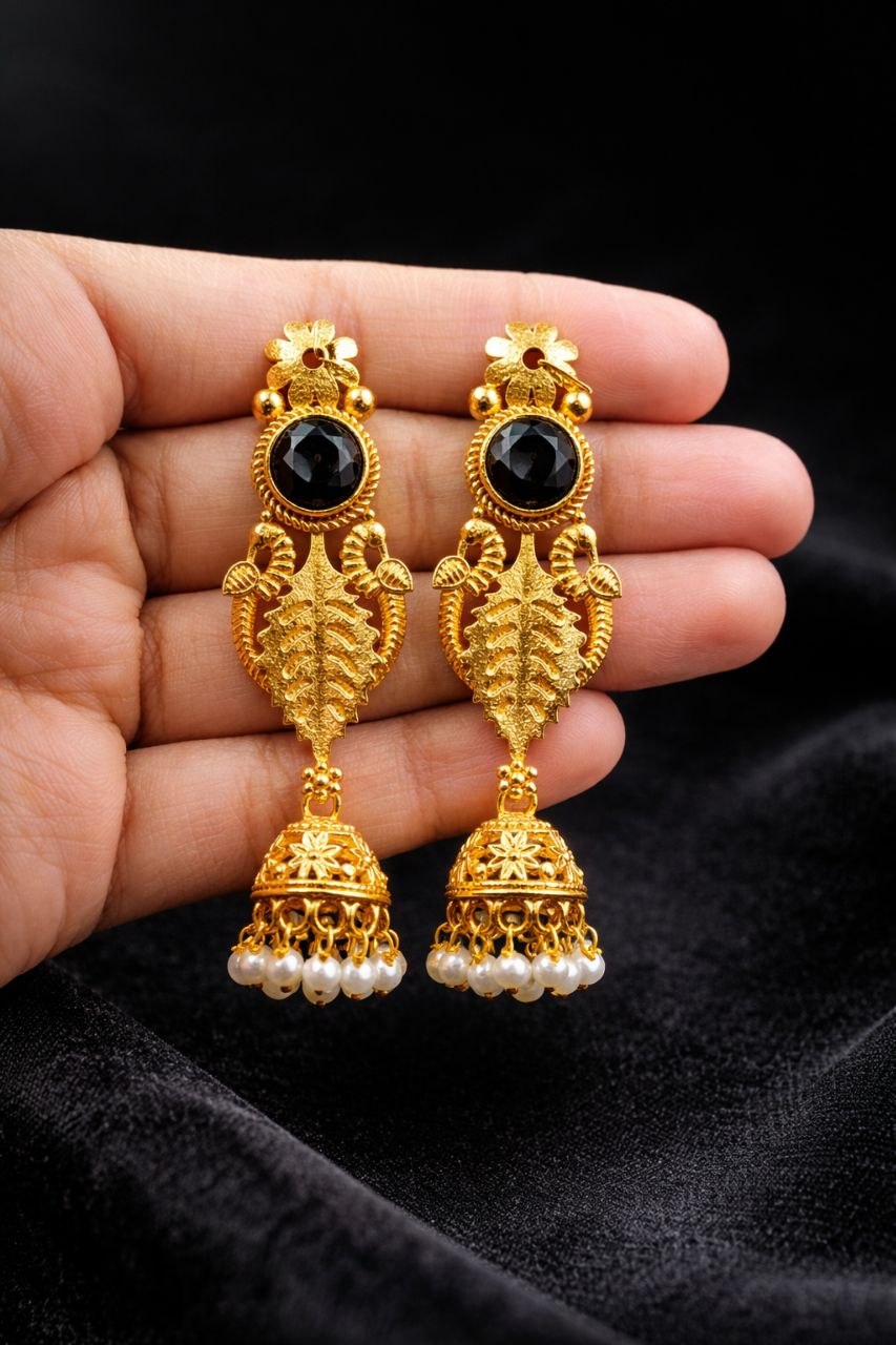 Designer Gold Plated Earring Premium Style for Gorgeous Party Wear Look 2 Designer Gold Plated Earring Premium Style for Gorgeous Party Wear Look - Image 2