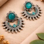 Antique Silver Earring Vintage Style for Beautiful Pearl work Detailing - "MInt"
