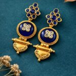 Ethnic Gold Plated Earring Traditional Style for Elegant Festive Look - Blue