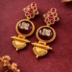 Ethnic Gold Plated Earring Traditional Style for Elegant Festive Look - "Red"