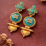 Ethnic Gold Plated Earring Traditional Style for Elegant Festive Look - "Aqua"