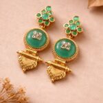 Ethnic Gold Plated Earring Traditional Style for Elegant Festive Look - "MInt"