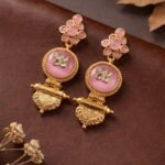 Ethnic Gold Plated Earring Traditional Style for Elegant Festive Look - ''BabyPink''