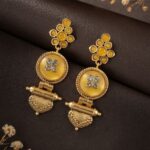 Ethnic Gold Plated Earring Traditional Style for Elegant Festive Look - "Yellow"