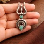 Oxidized Trishul Hairpin Unique Divine Design Jewelry For Women - "MInt"