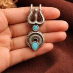 Oxidized Trishul Hairpin Unique Divine Design Jewelry For Women - "Aqua"