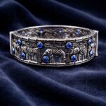 Oxidized Elephant Bangle Design with Premium Finishing Stone Work Detailing - Blue