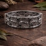 Oxidized Elephant Bangle Design with Premium Finishing Stone Work Detailing - "Black"
