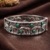 Oxidized Elephant Bangle Design with Premium Finishing Stone Work Detailing 17 Oxidized Elephant Bangle stylish brass jewelry design