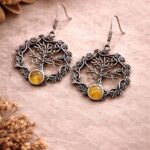 Unique Oxidized Tree Earring Design with Premium Artistic Everyday Wear Jewelry - "Yellow"