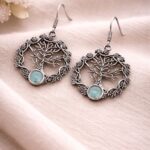 Unique Oxidized Tree Earring Design with Premium Artistic Everyday Wear Jewelry - "Aqua"