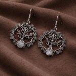 Unique Oxidized Tree Earring Design with Premium Artistic Everyday Wear Jewelry - "Grey"