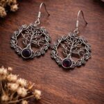 Unique Oxidized Tree Earring Design with Premium Artistic Everyday Wear Jewelry - "Red"