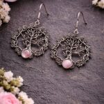 Unique Oxidized Tree Earring Design with Premium Artistic Everyday Wear Jewelry - ''BabyPink''