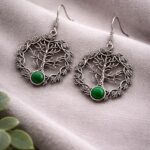 Unique Oxidized Tree Earring Design with Premium Artistic Everyday Wear Jewelry - "Green"