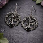 Unique Oxidized Tree Earring Design with Premium Artistic Everyday Wear Jewelry - "Black"
