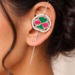 Handmade Earcuff Unique Stylish Design with Elegant Premium Party Wear Look - "Red-Green"