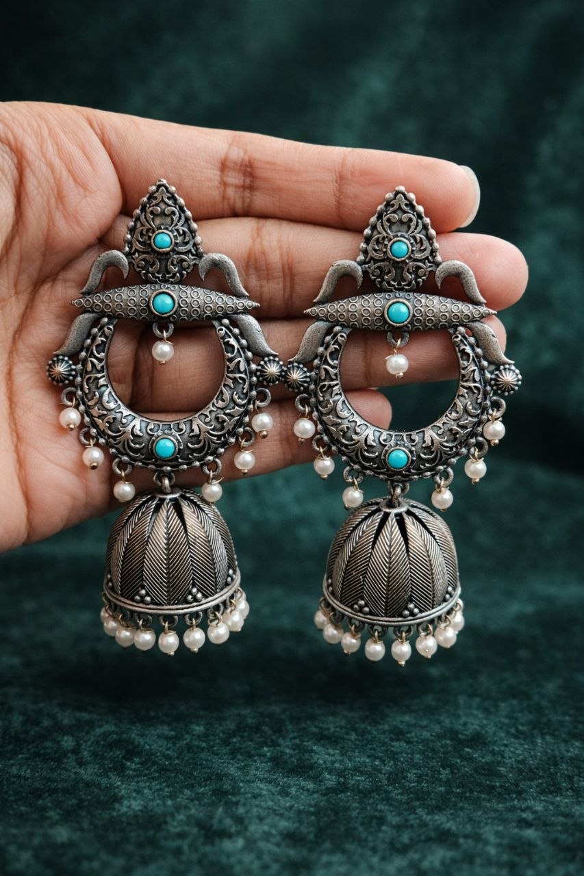 Silver Jhumka Earring Gorgeous Traditional Design with Elegant Shine Jewelry For Women 9 Silver Jhumka Earring stylish brass jewelry design