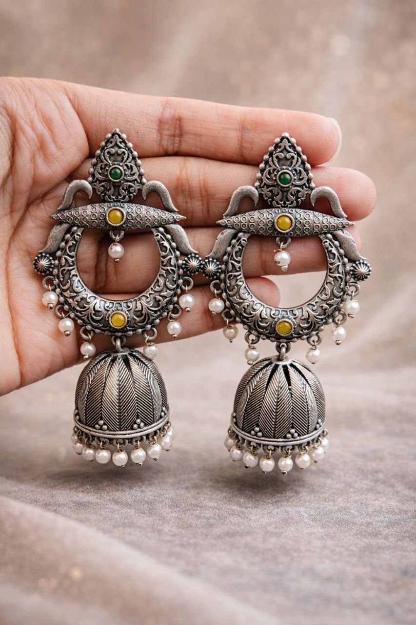 Silver Jhumka Earring Gorgeous Traditional Design with Elegant Shine Jewelry For Women 8 Silver Jhumka Earring stylish brass jewelry design