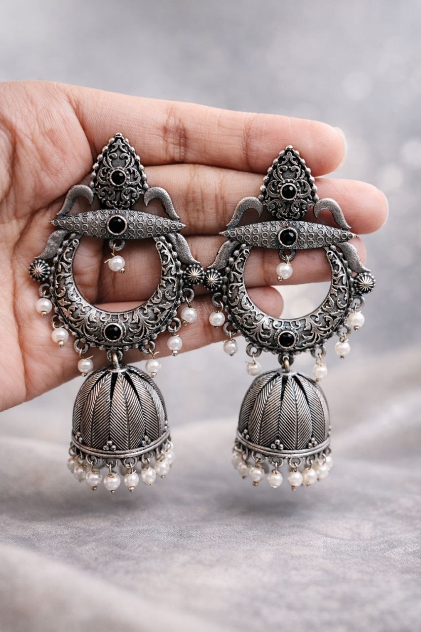 Silver Jhumka Earring Gorgeous Traditional Design with Elegant Shine Jewelry For Women 4 Silver Jhumka Earring stylish brass jewelry design