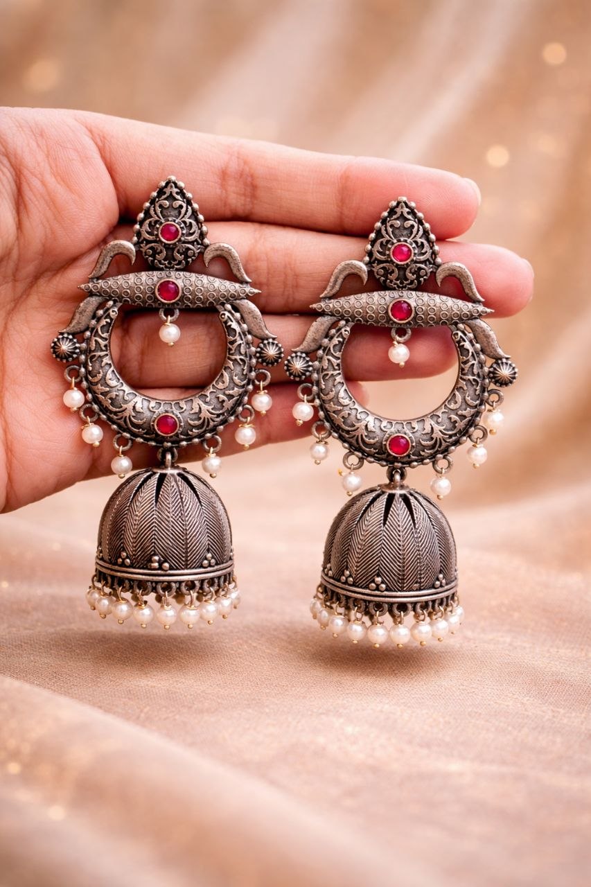 Silver Jhumka Earring Gorgeous Traditional Design with Elegant Shine Jewelry For Women 3 Silver Jhumka Earring stylish brass jewelry design