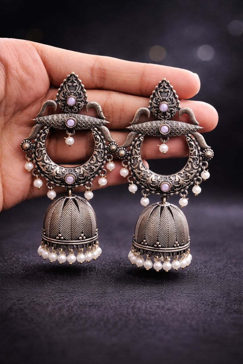 Silver Jhumka Earring Gorgeous Traditional Design with Elegant Shine Jewelry For Women 2 Silver Jhumka Earring stylish brass jewelry design