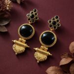 Royal Gold Plated Earring Traditional Design with Lightweight Jewelry For Women - "Black"