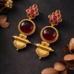 Royal Gold Plated Earring Traditional Design with Lightweight Jewelry For Women - "Red"