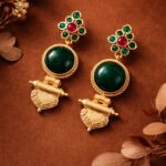 Royal Gold Plated Earring Traditional Design with Lightweight Jewelry For Women - "Green"