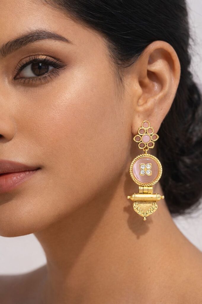 Ethnic Gold Plated Earring Traditional Style for Elegant Festive Look