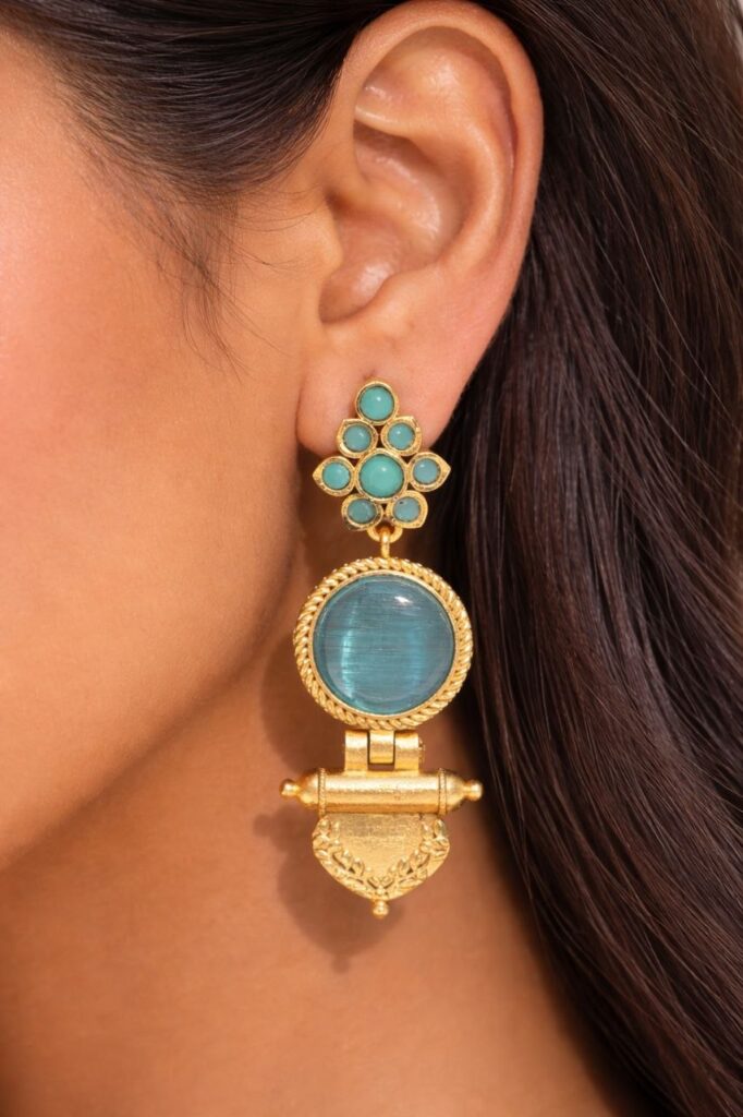 Royal Gold Plated Earring Traditional Design with Lightweight Jewelry For Women