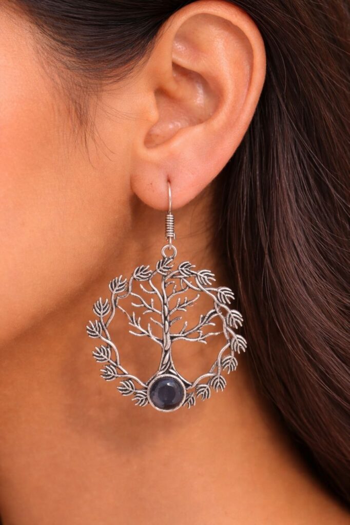 Unique Oxidized Tree Earring Design with Premium Artistic Everyday Wear Jewelry