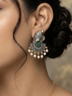 Two Tone Ganesh Studs stylish brass jewelry design