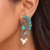 Elegant oxidized peacock earring traditional brass jewelry for women