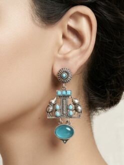 Silver Elephant Earring oxidized brass earrings with detailed elephant design traditional jewelry