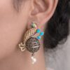 Two Tone Peacock Earring traditional brass earrings with dual tone peacock design