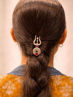 Oxidized Trishul Hairpin stylish brass jewelry design