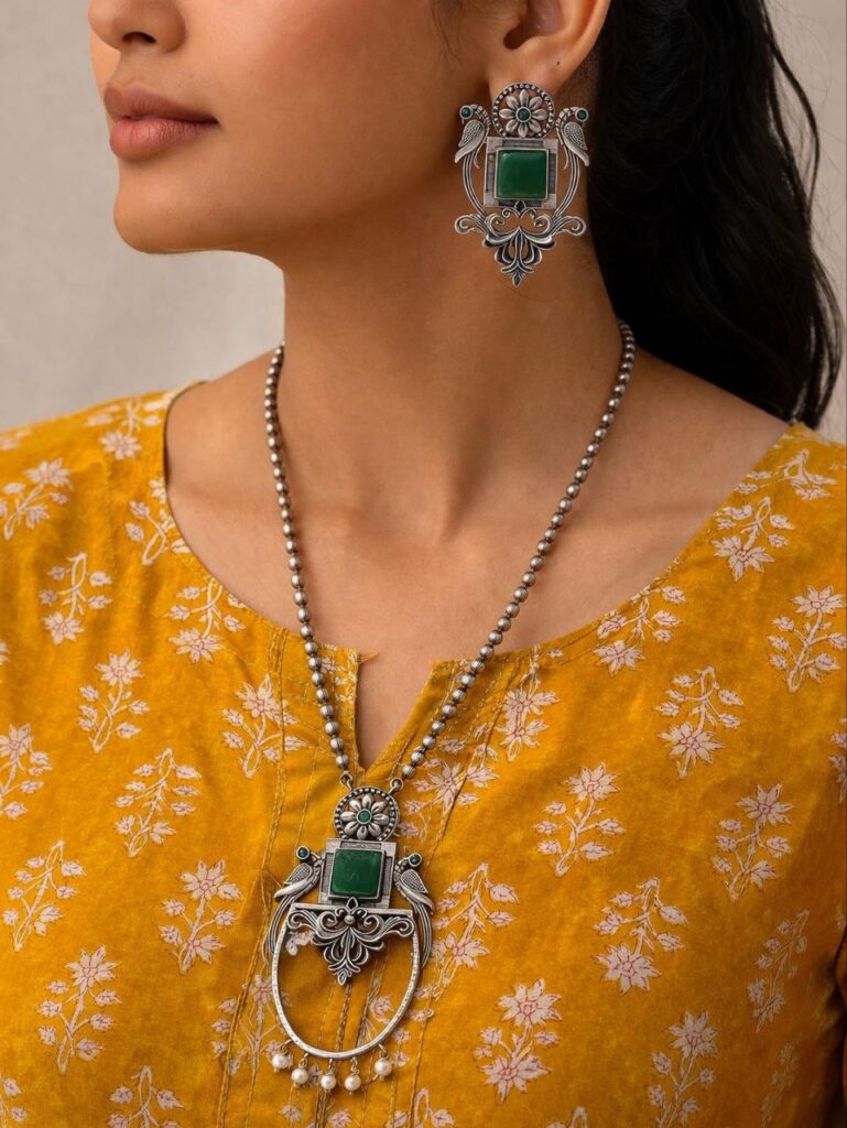 Peacock Necklace Set Traditional Design for Attractive Party Wear Look